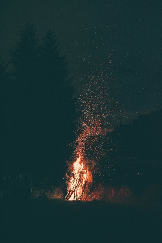 Night campfire.